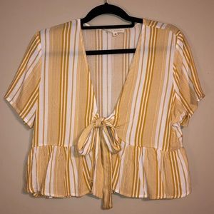 LA Hearts Yelloe Tie Front Top